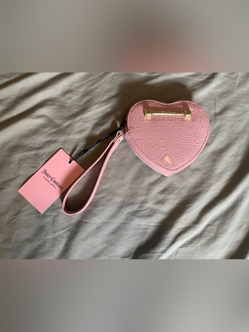 Juicy Couture Light Pink Heart Wristlet with Gold Hardware